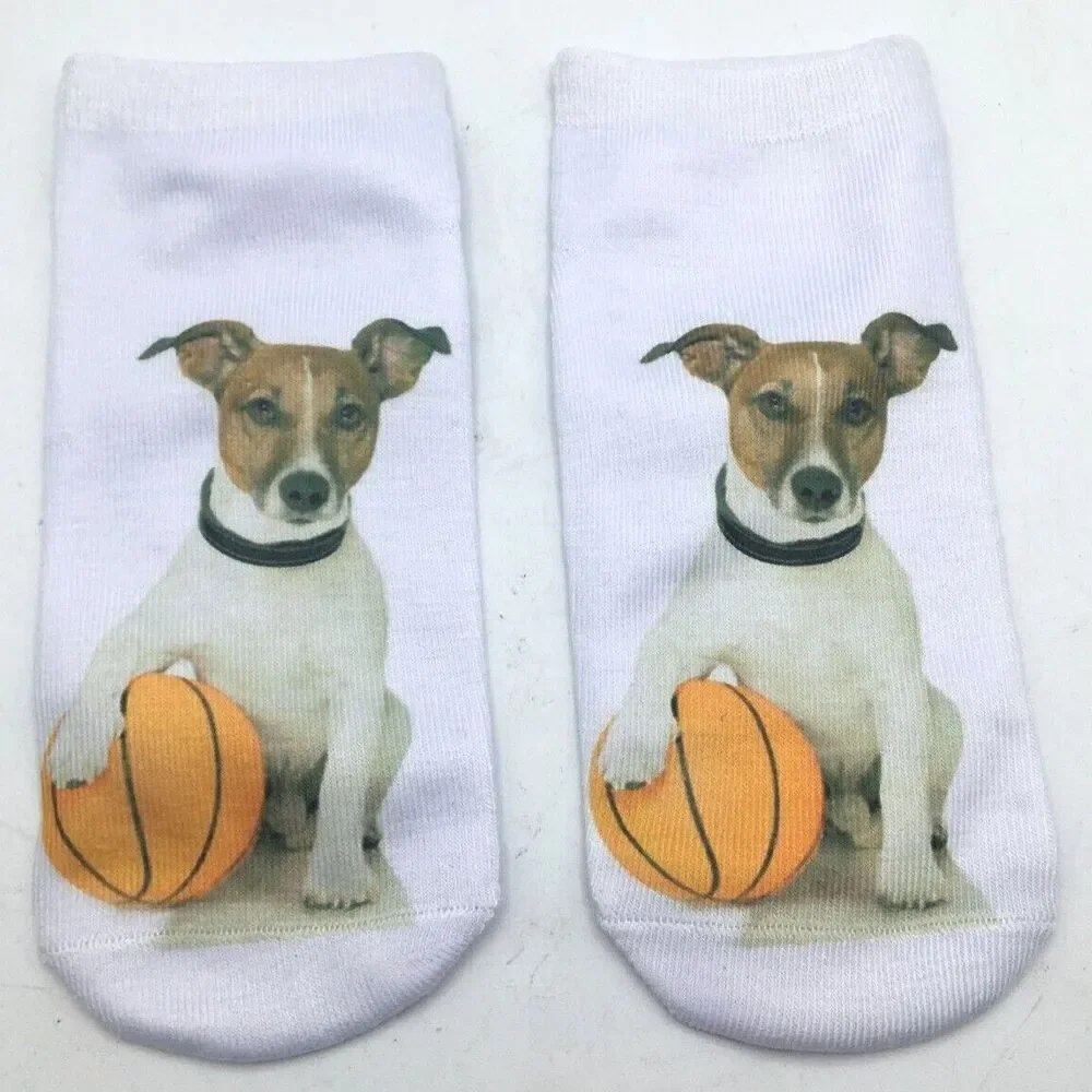 Girl Teen Socks Dog Pit Bull Basketball Whimsical Read Size New Free Shipping